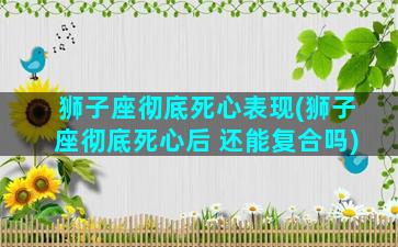 狮子座彻底死心表现(狮子座彻底死心后 还能复合吗)